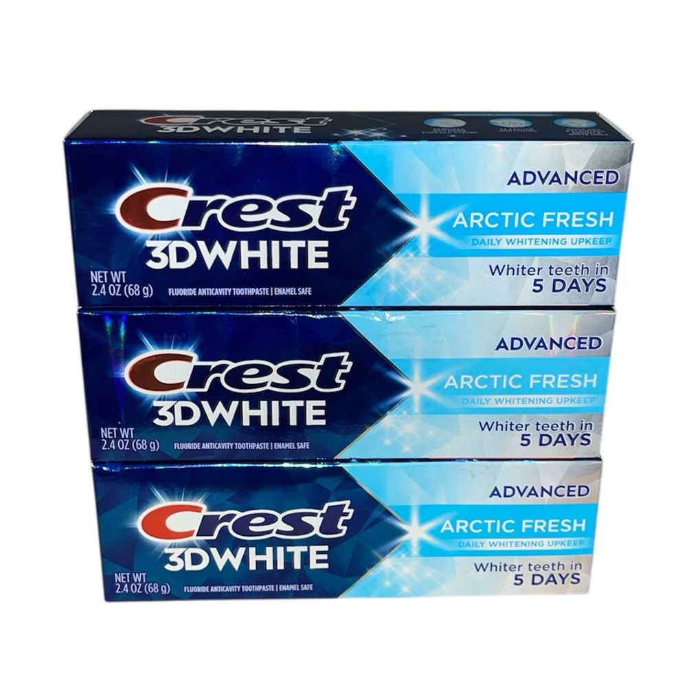 3 Pack Crest 3D White Advanced Arctic Fresh Toothpaste 2.4 OZ Exp: 03/2028